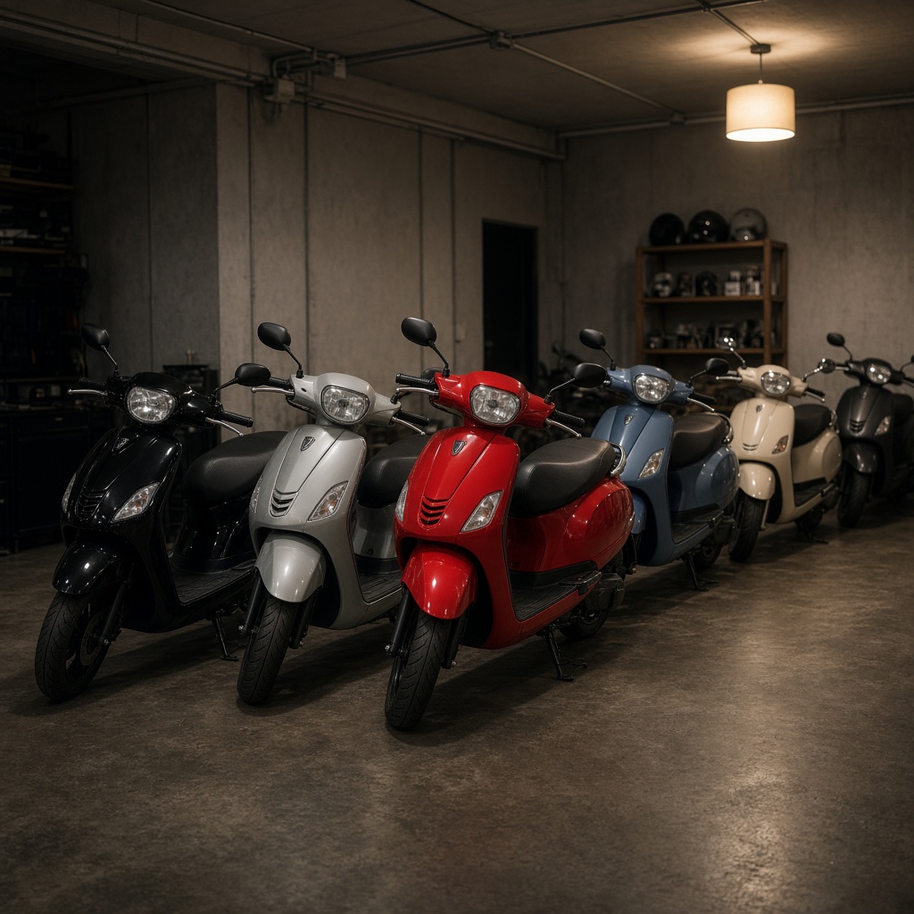 Scooters op voorraad in de showroom